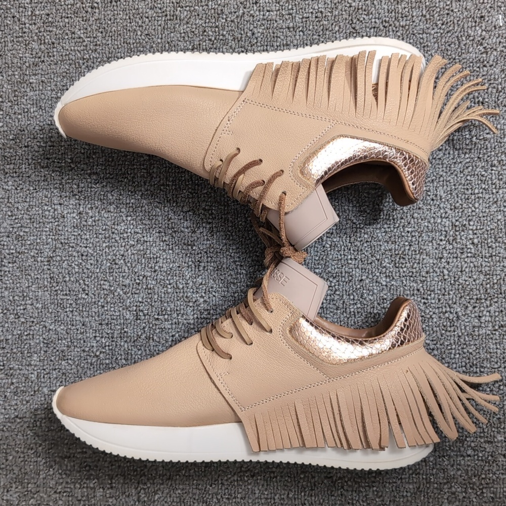 Esseutesse Leather Fringe Sneaker - Sand Tan Size 39 EU - 8.5 US - Picture 9 of 16
